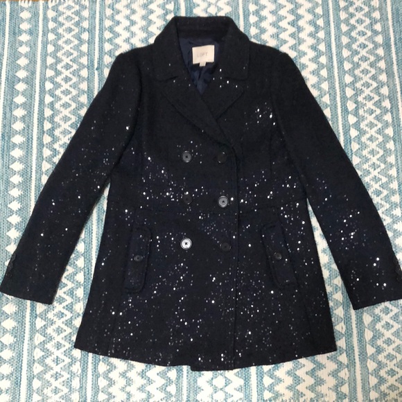 LOFT Jackets & Blazers - LOFT sequined navy coat